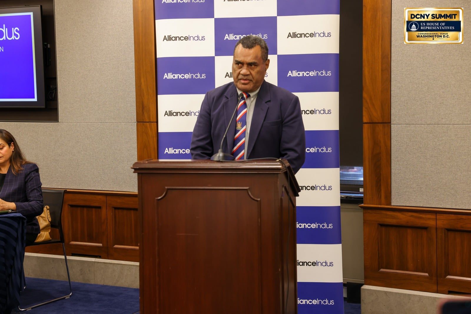 Fiji's ambassador at the podium