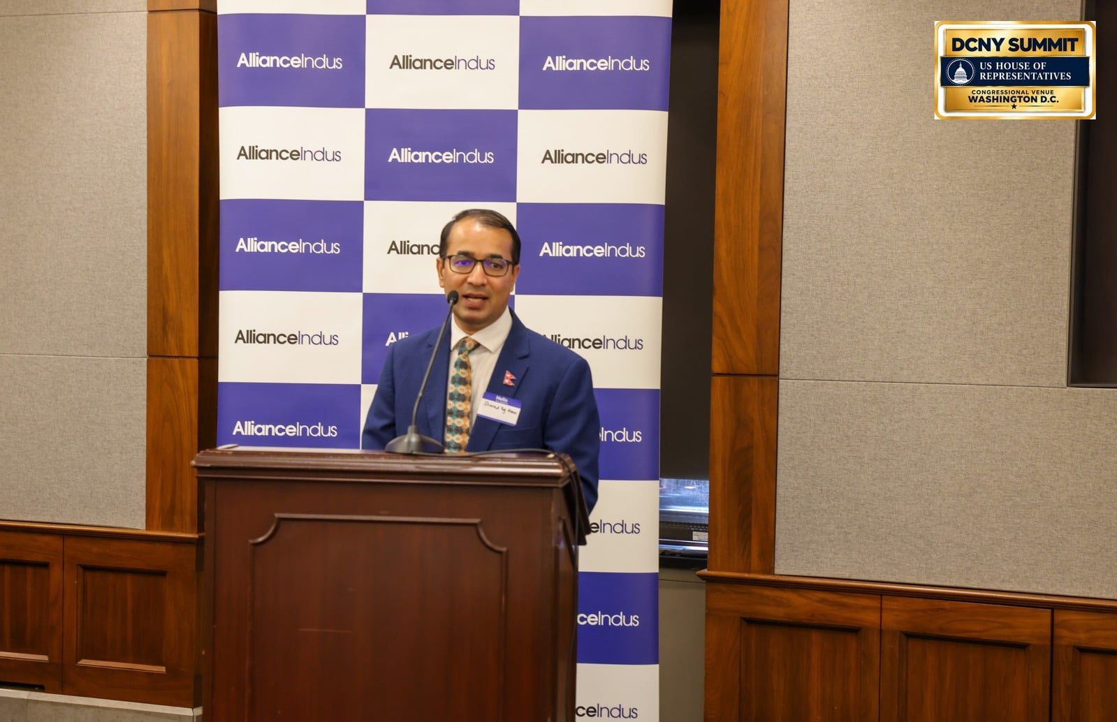 Nepal's ambassador at the podium
