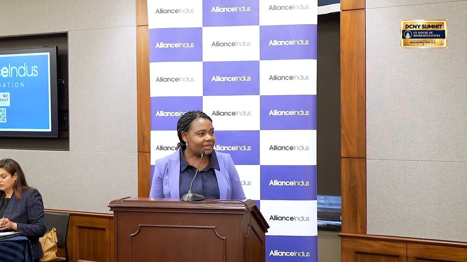 Remarks for Zimbabwe at the podium, a frame from recording 9