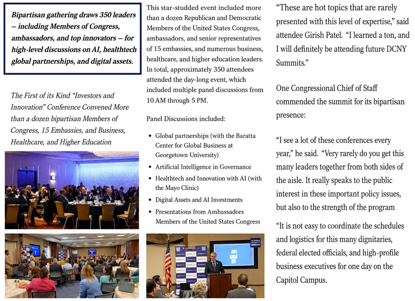 Our 2025 recap: a bipartisan gathering of 350 leaders, with event photos and attendee comments