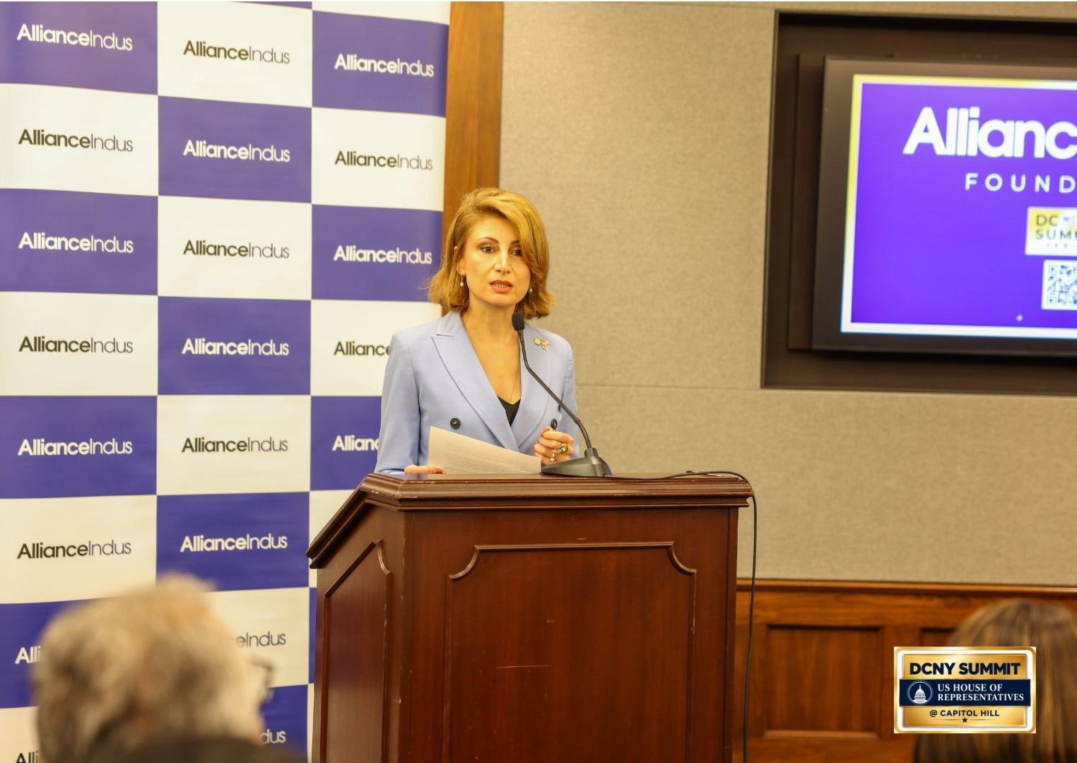 Ambassador Tamar Taliashvili of Georgia at the podium